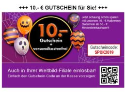 Weltbild: Rabatt von 10 Euro und Gratis-Versand bis Freitag abend