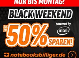 Notebooksbilliger: “Black Weekend” mit bis zu 50 Prozent Rabatt bis Montag