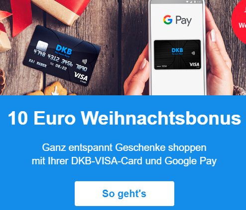 DKB: Gutschrift von zehn Euro für Nutzung von Google Pay