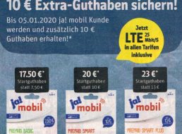 Ja Mobil: 10 Euro Extra-Guthaben bis zum 5. Januar