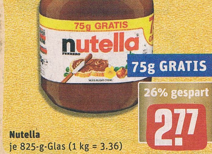 Rewe: Nutella zum Kilopreis von 3,19 Euro dank Payback