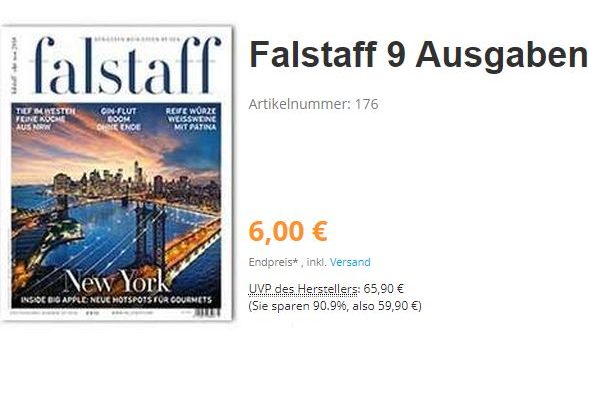 Falstaff: Jahresabo mit automatischem Ende für sechs Euro