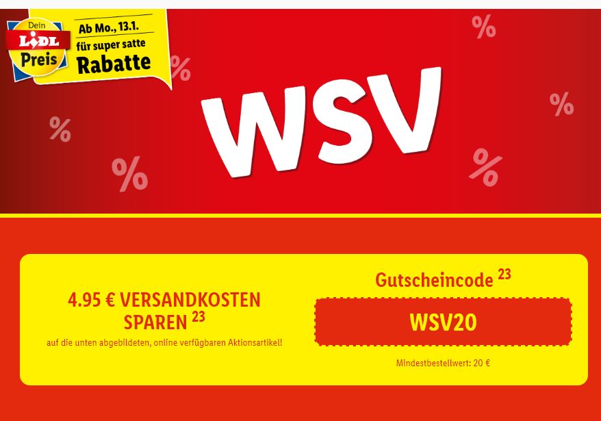 Lidl: WSV mit Gratis-Versand ab 20 Euro Warenwert