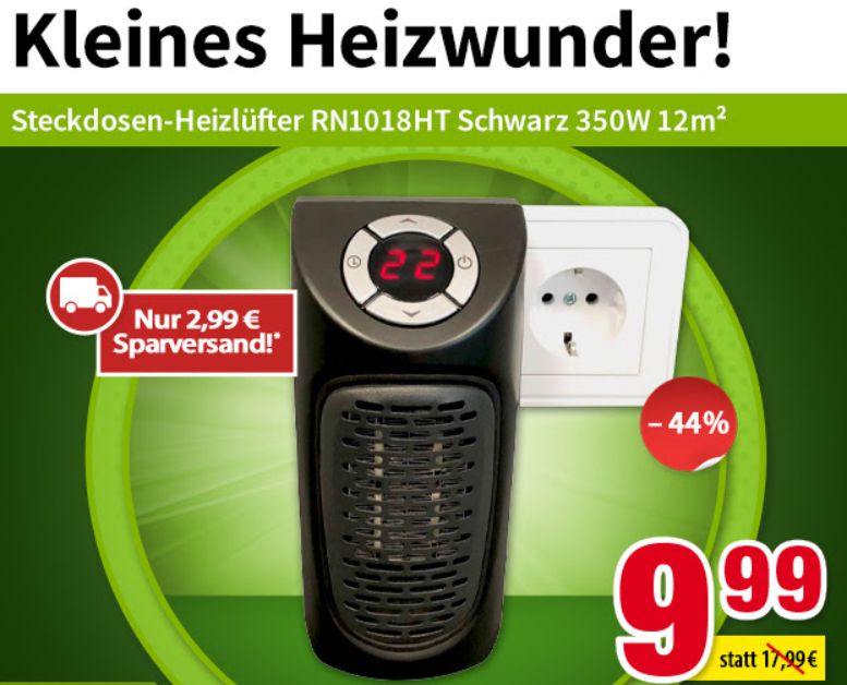 Völkner: Mini-Heizlüfter mit 350 Watt für 9,99 Euro frei Haus