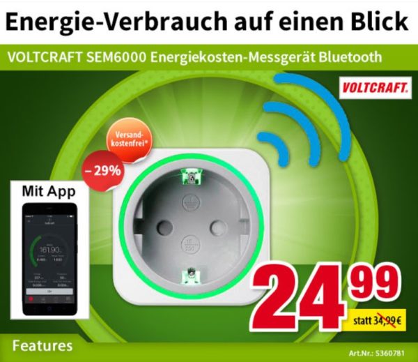 Völkner: Smartes Energiekostenmessgerät mit Bluetooth für 24,99 Euro