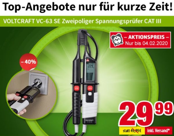 Völkner: Spannungsprüfer von Voltcraft für 29,99 Euro frei Haus