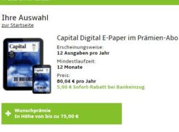 Capital: Digitales Jahresabo für 75,04 Euro mit Prämien über 75 Euro