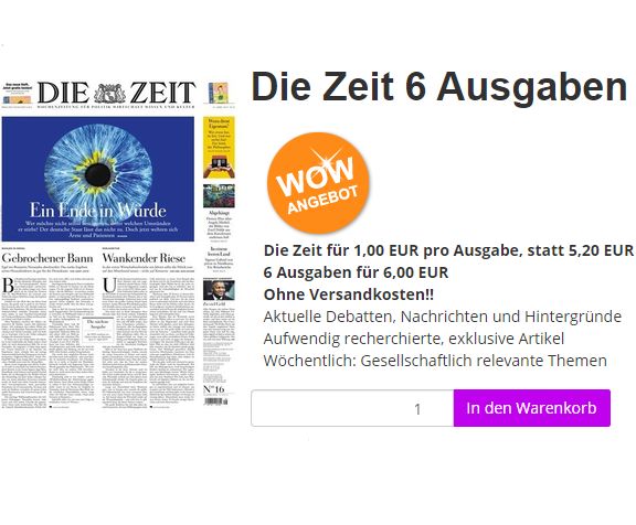 Die Zeit: Mini-Abo mit automatischem Ende für 6 Euro