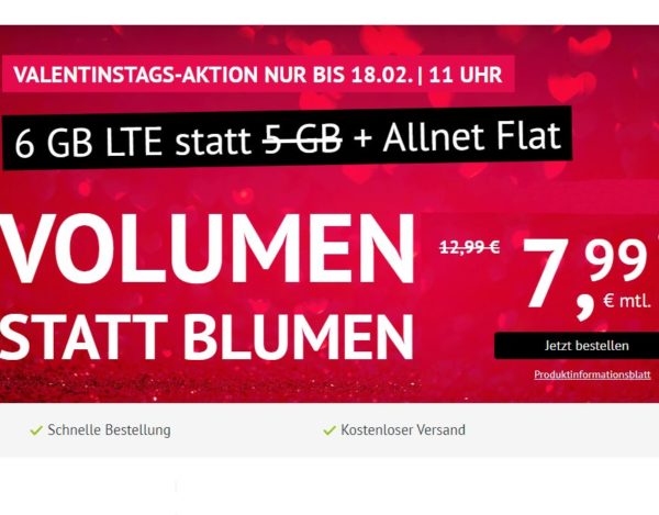 Handyvertrag.de: 6 GByte LTE und Allnet-Flat für 7,99 Euro