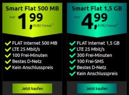 Knaller: D-Netz Datenflat mit 500 MB plus 100 Freiminuten für 1,99 Euro