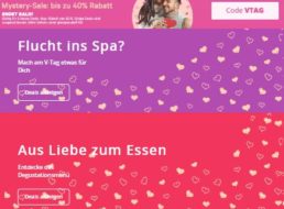 Groupon: Bis zu 40 Prozent Rabatt auf Valentinstags-Schnäppchen