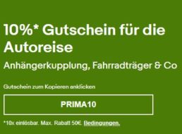 Ebay: Zehn Prozent Rabatt auf Fahrradträger und Fahrzeugteile