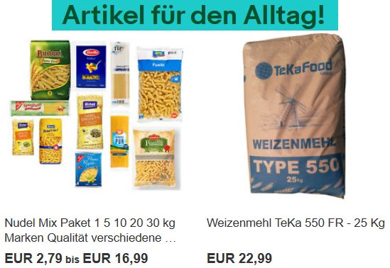Ebay: Lebensmittel-Großpackungen zu Aktionspreisen