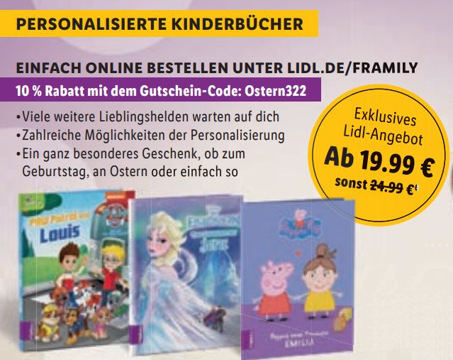 Lidl: Personalisierte Kinderbücher mit zehn Prozent Extra-Rabatt