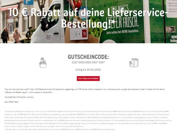 Rewe: 10 Euro Rabatt und Extra-Payback-Punkte beim Lieferservice