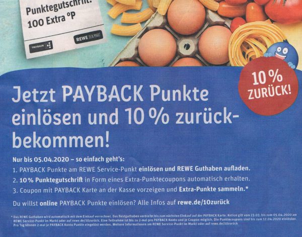 Rewe: 10 Prozent Rabatt in Form von Payback-Punkten