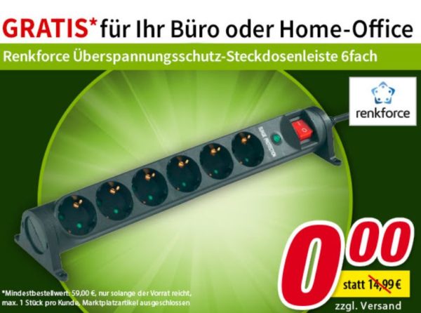 Gratis: Steckdosenleiste bei Völkner zum Nulltarif ab 59 Euro Warenwert