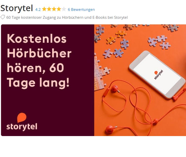 Gratis: Zwei Monate Hörbuch-Flat bei Storytel via Groupon