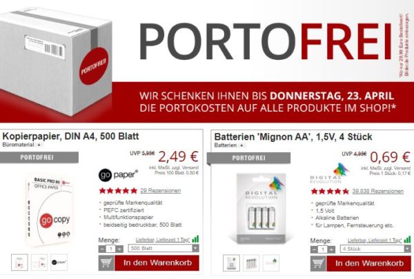 Druckerzubehoer.de: Gratis-Versand mit Kopierpapier zu Bestpreisen