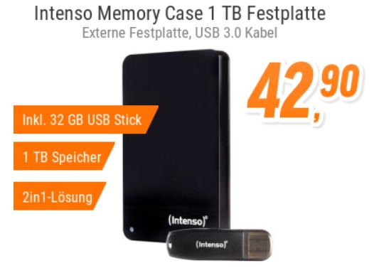 Notebooksbilliger.de: TByte-Festplatte plus USB-Stick für zusammen 46,89 Euro