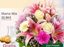 Muttertag: Strauß mit Vase, Ferrero Rocher und Karte für 22,99 Euro