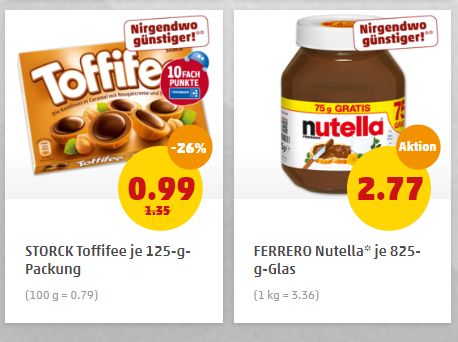 Penny: Nutella und Toffifee zu Schnäppchenpreisen