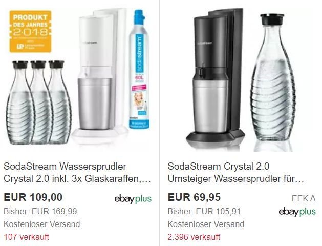 Ebay: Sodastream-Aktion mit Gläsern, Karaffen und Starterset