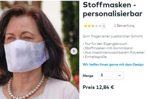 Knaller: Individuelle Stoffmasken im Fünferpack für 12,84 Euro
