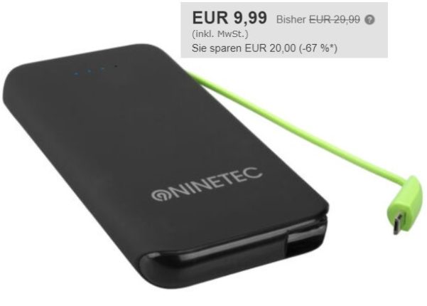 Ebay WOW! NINETEC 13.000mAh Power Bank In Verschiedenen Farben Für Je - Foto 2
