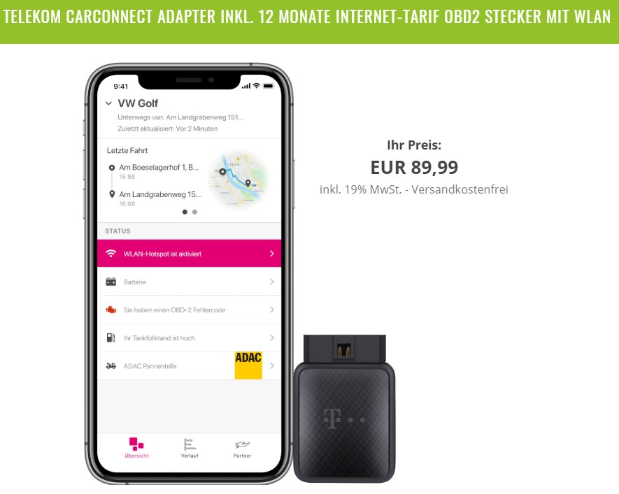 Wieder da: Telekom CarConnect Adapter mit 5 GByte LTE für 79,95 Euro