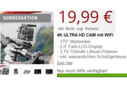 Druckerzubehoer: 4K-Actioncam für 19,99 Euro plus Versand