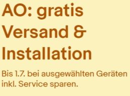 Ebay: Gratis-Lieferung und Installation von augewählten AO-Geräten