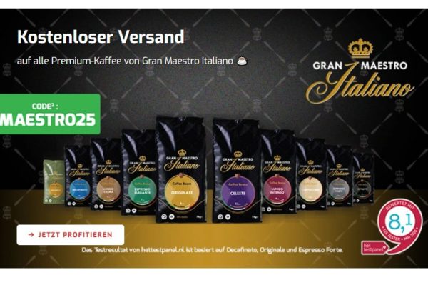 Kaffeevorteil: Gratis-Versand für "Gran Maestro Italiano Kaffeebohnen"