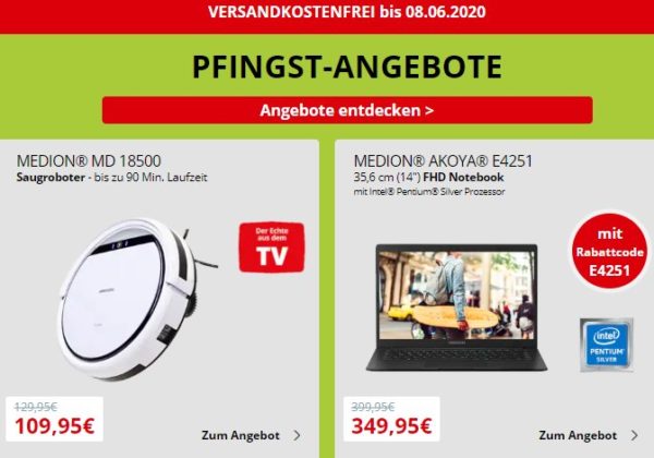 Medion: Gratis-Versand auf alles bis Montag abend