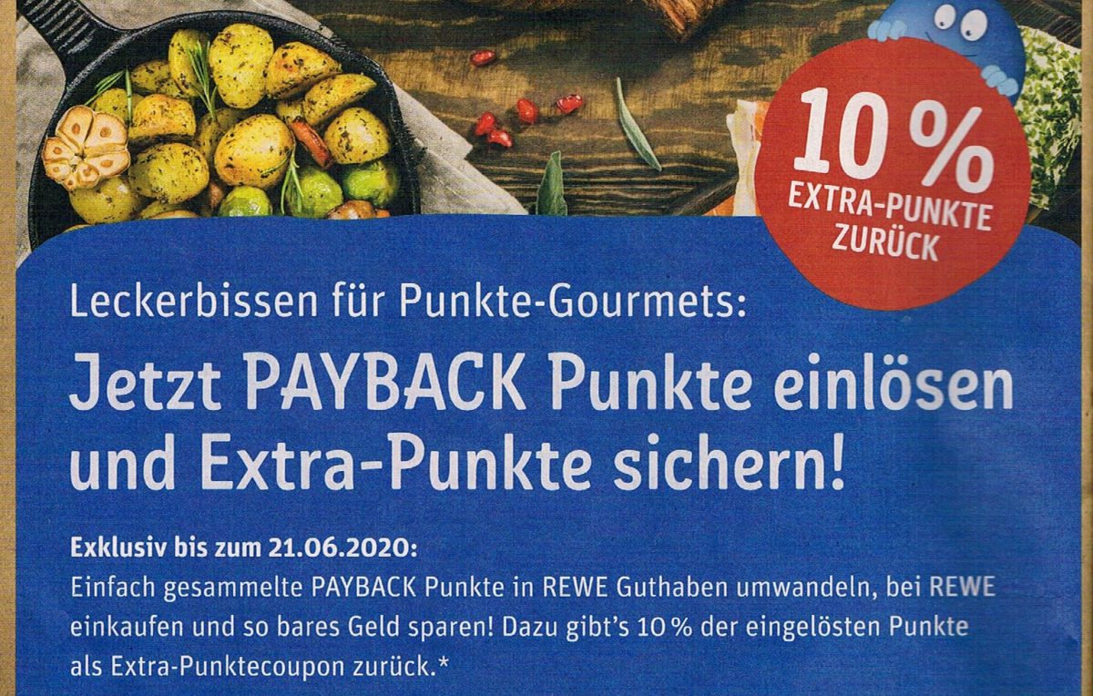 Rewe 10 Prozent zurück beim Einlösen von PaybackPunkten Discountfan.de