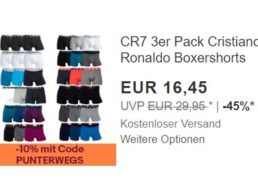 CR7: Boxershorts “Christiano Ronaldo” im Dreierpack für 14,80 Euro