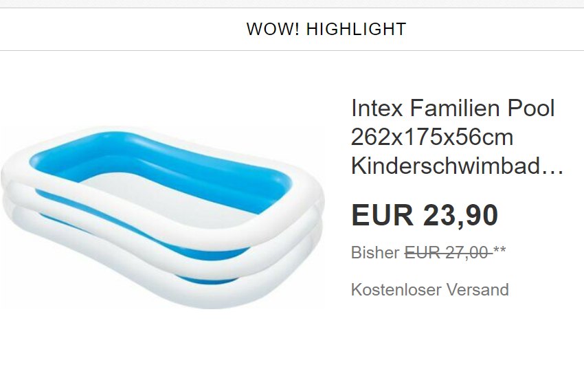 Ebay: Familienpool für 22,49 Euro, Lüfter für 46,80 Euro