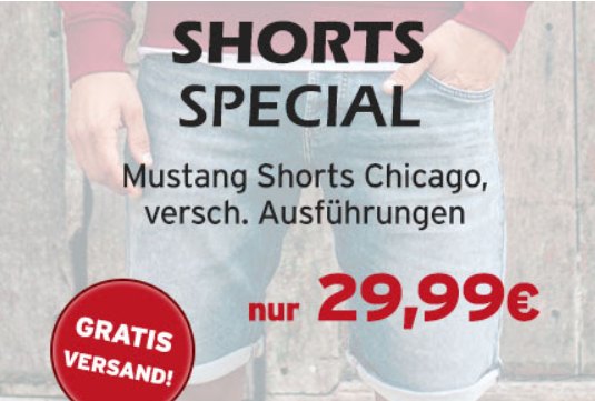 Mustang: Shorts bei Jeans-Direct für 29,99 Euro frei Haus