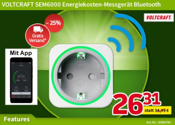 Völkner: Energiekosten-Messgerät mit Bluetooth für 26,31 Euro frei Haus