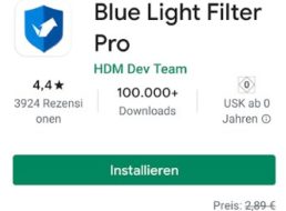 Gratis: „Blue Light Filter Pro“ für 0 statt 2,89 Euro