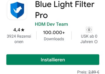 Gratis: "Blue Light Filter Pro" für 0 statt 2,89 Euro