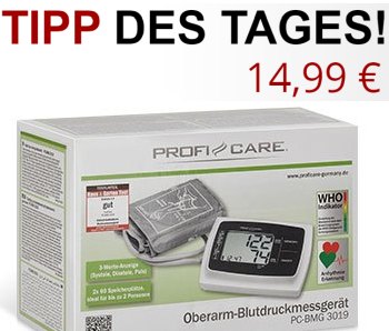 Druckerzubehoer: Blutdruckmessgerät "ProfiCare PC-BMG 3019" für 14,99 Euro