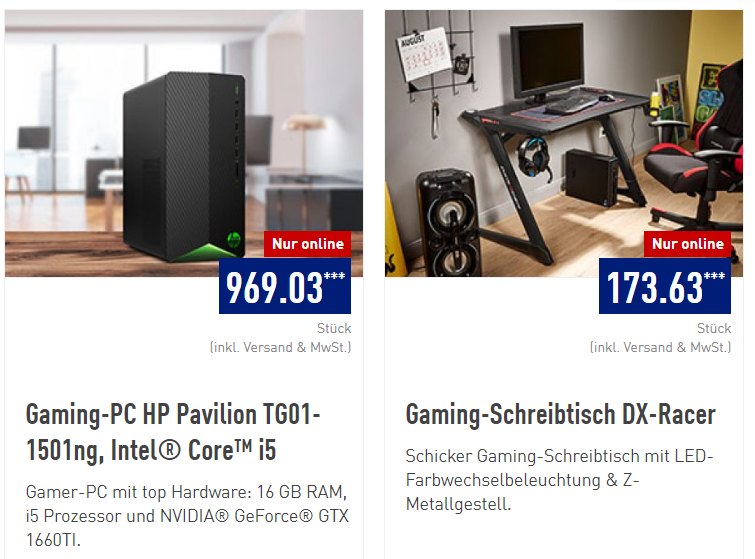 Aldi: Gaming-PC "HP Pavilion TG01-1501ng" für 969,03 Euro