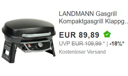 Ebay: Landmann-Gasgrill für 86,89 Euro durch Gutschein