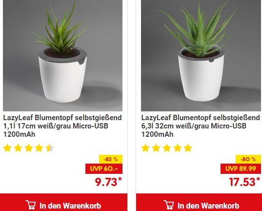 Netto: Smarter Blumentopf "Lazy Leaf" zum Bestpreis von 14,55 Euro