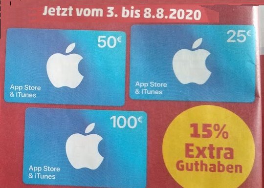 Penny: 15 Prozent Extra-Guthaben auf iTunes-Geschenkekarten