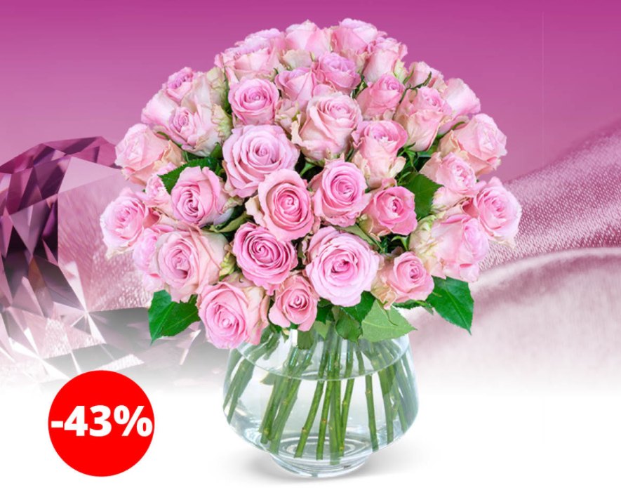 Blumeideal: 35 Rosen in Pink für 24,98 Euro frei Haus