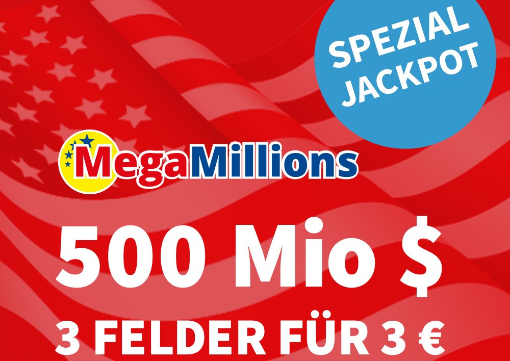 Megamillions: Drei Felder für 3 statt 9 Euro, Jackpot bei 500 Millionen