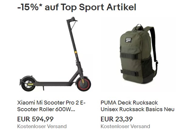 Ebay: 15 Prozent Rabatt auf Outdoor- und Reise-Artikel