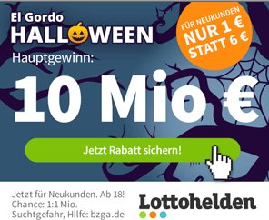 El Gordo: Halloween-Auslosung von 65 Millionen Euro, jedes 3. Los gewinnt